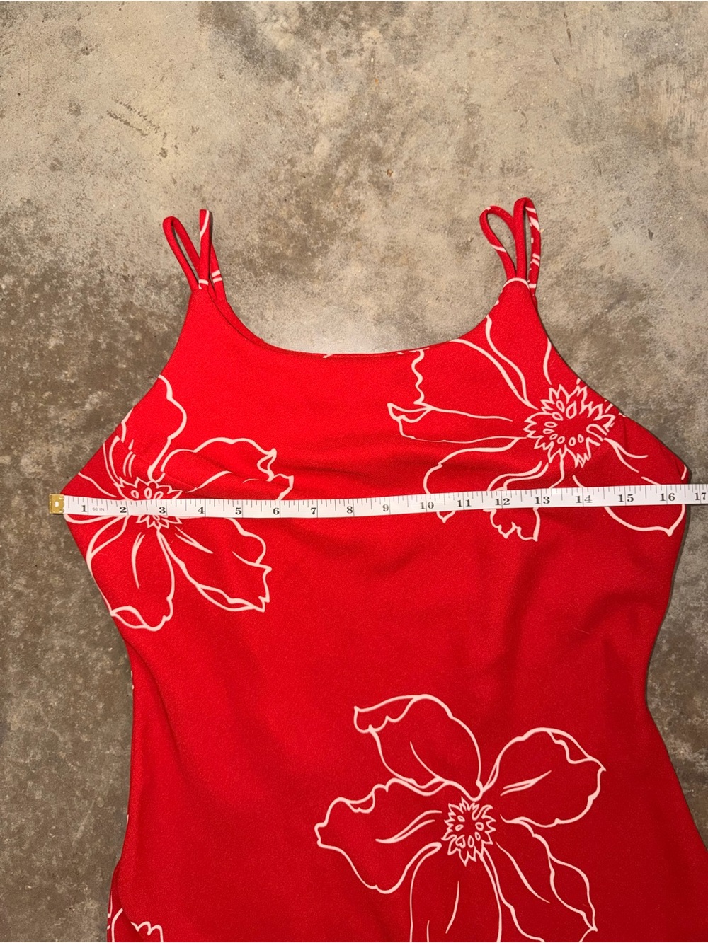 Vintage Red Floral Slip Dress Spaghetti Strap Midi Dress Size 6 - Picture 4 of 12